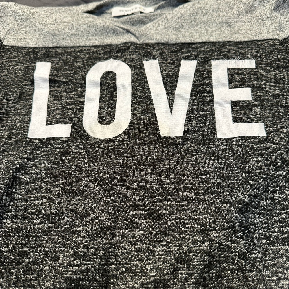 Purple Snow Heather Gray and Charcoal LOVE Tee - Picture 3 of 3